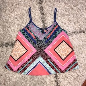 Aqua flowy multicolored tank top, never worn!